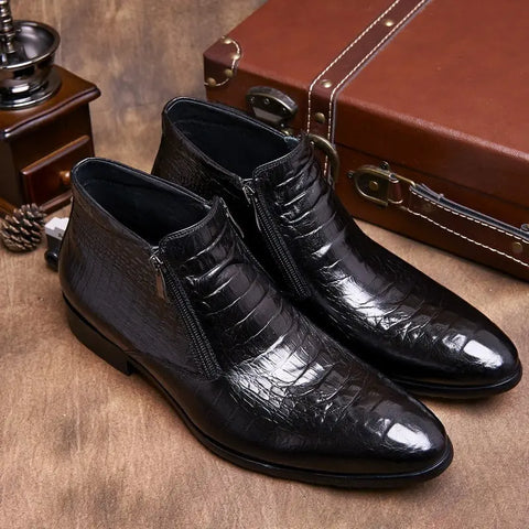 Trendy High-top Formal Business Leather Boots Ooho 