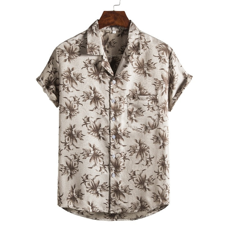 Men Short sleeved beach shirts men New printed T shirt Ooho