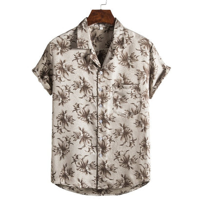Men Short sleeved beach shirts men New printed T shirt Ooho