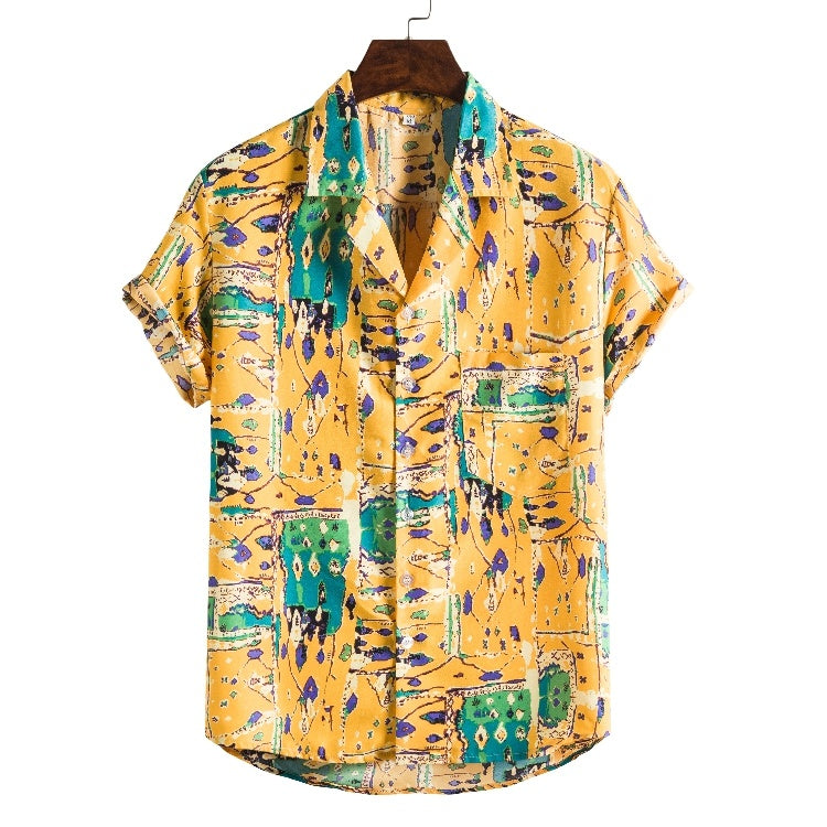Men Short sleeved beach shirts men New printed T shirt Ooho