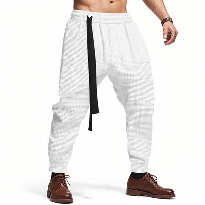 Men's Casual Pants Solid Waffle Male Hip Hop Streetwear Track Pants Joggers Trousers Fashion Harajuku Men Pants Ooho