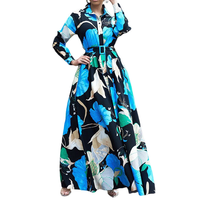 Women's Fashionable Printed Midi Dress Ooho