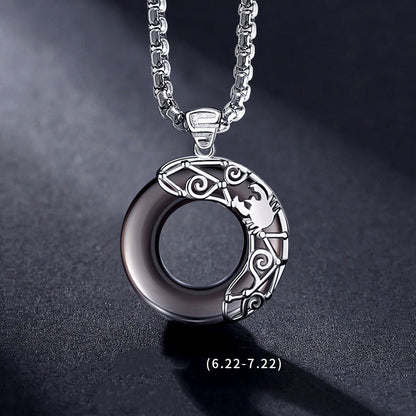 Zodiac Necklace Male Hip Hop Obsidian Ooho