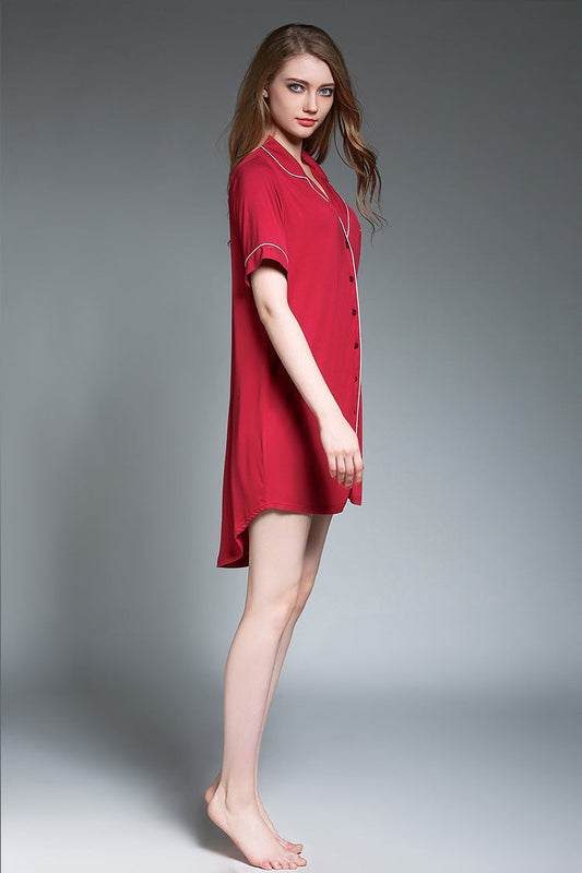 Women's Modal Long Sleeve Shirt Dress Ooho