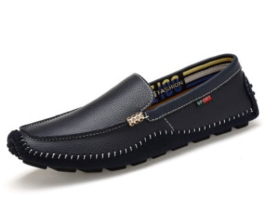 New driving shoes men casual leather peas shoes large size breathable soft head layer a pedal Ooho