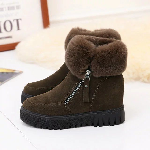 Inner Heightening Snow Boots Women Short Hairy Short Boots Ooho