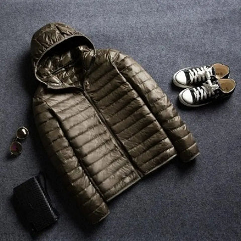 Men's Stand Collar Hooded Short Ultra-thin Down Jacket Ooho