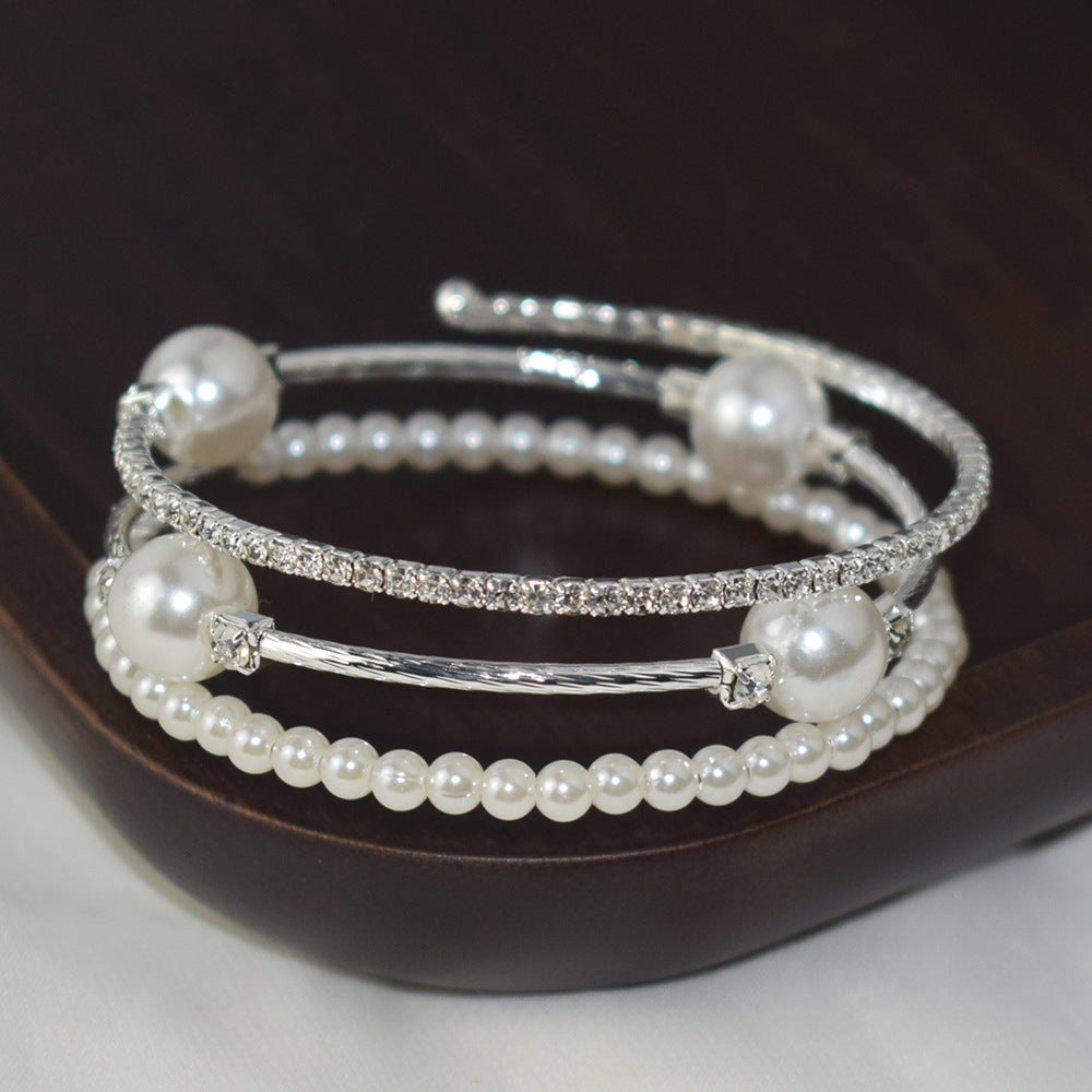 Simple Pearl Rhinestone Bracelet For Women Ooho