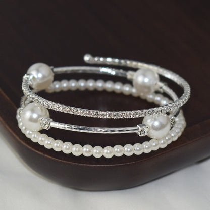 Simple Pearl Rhinestone Bracelet For Women Ooho