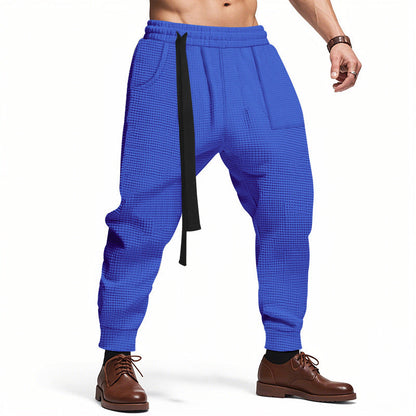 Men's Casual Pants Solid Waffle Male Hip Hop Streetwear Track Pants Joggers Trousers Fashion Harajuku Men Pants Ooho