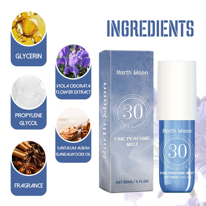 North Moon Fragrance Spray, Spray Body Splash For Women, Hair & Body Fragrance Mist, Fresh Long Duration Fragrance Spray Scent, Women's Dating Perfume Spray Ooho