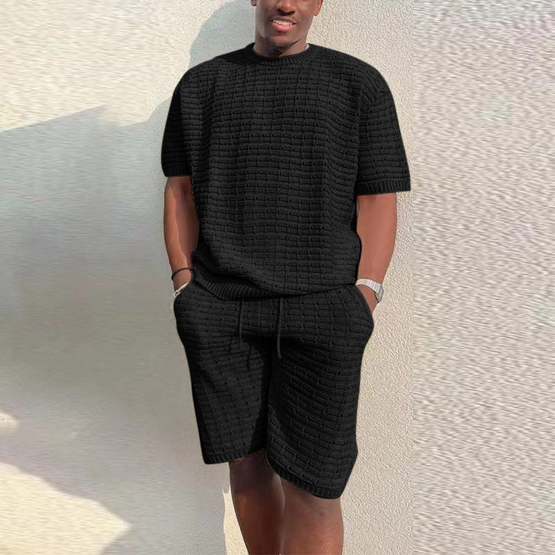 Men's Summer Suit Fashion Loose Men 2 Pieces Outfit Summer Hippie Shirt And Short Set Ooho