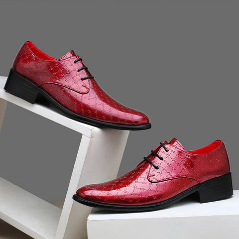 Men's PU Leather Pointed Formal High Heels Ooho