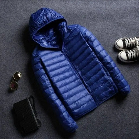 Men's Stand Collar Hooded Short Ultra-thin Down Jacket Ooho