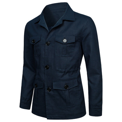Lapel Multi-pocket Workwear Jacket Men Ooho