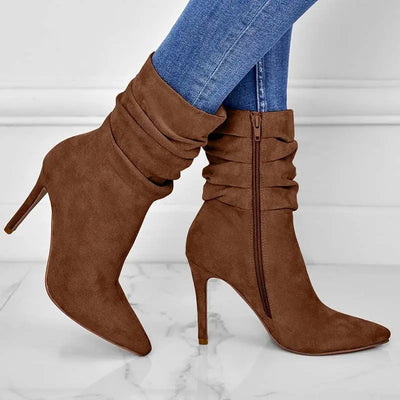 Pointed Toe Stiletto Heel Ankle Boots For Women Side Zipper Shoes Ooho