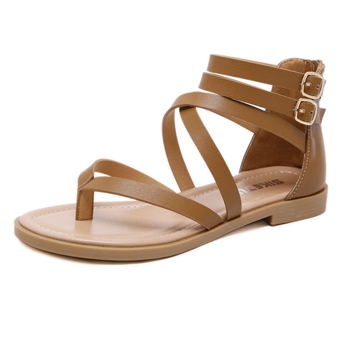 Fashion Zip Roman Flip-Flat Sandals Ooho