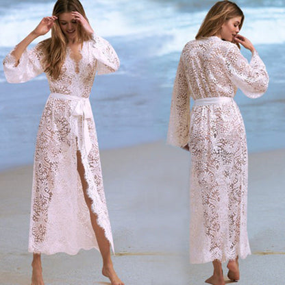 Lace bikini blouse, hollow sexy beach jacket, sunscreen suit, swimsuit and cardigan Ooho