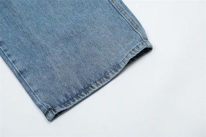 American Retro Multi-pocket Distressed Straight Cargo Pants Men Ooho