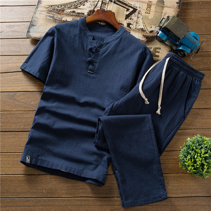 T-shirt Casual Trousers Two-piece Suit For Men Ooho
