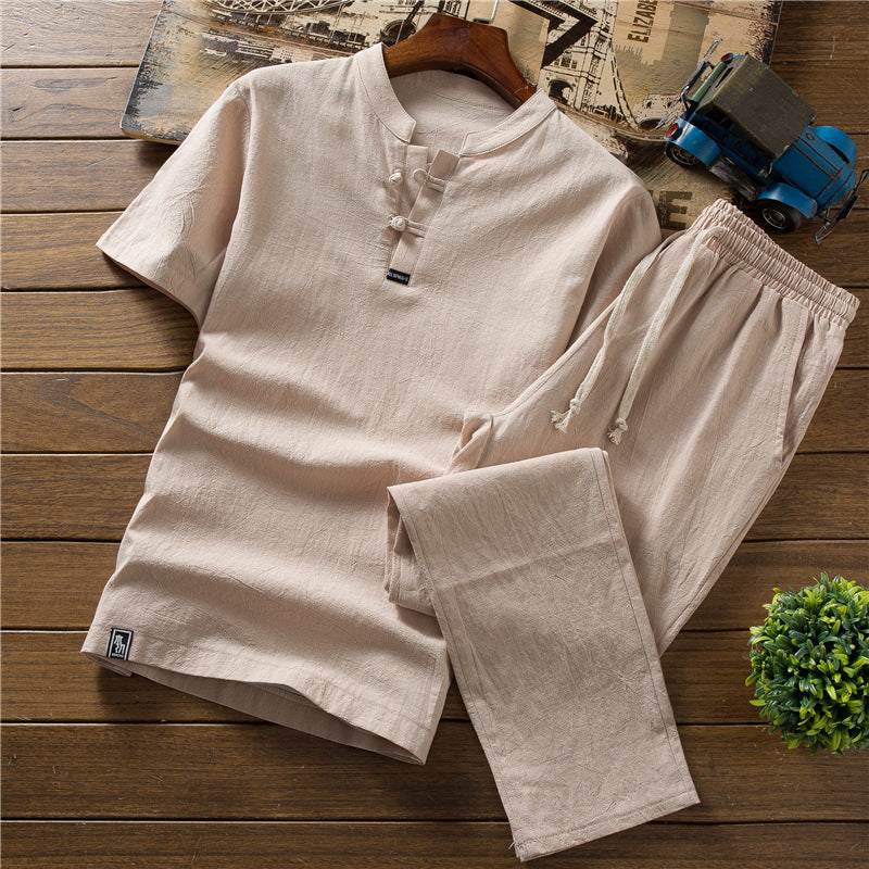 T-shirt Casual Trousers Two-piece Suit For Men Ooho