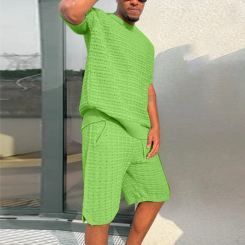 Men's Summer Suit Fashion Loose Men 2 Pieces Outfit Summer Hippie Shirt And Short Set Ooho