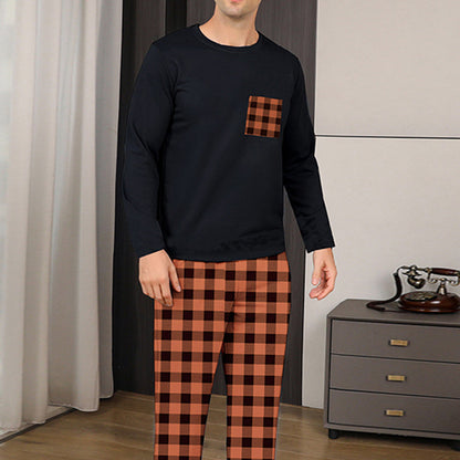 Ice Silk Long Sleeve Long Pants Men's Pajama Set Ooho