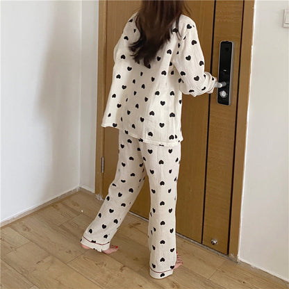 Long-sleeved Cardigan Love Home Service Two-piece Suit Ooho