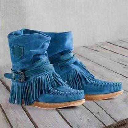 Fringe Middle Boots Women Sexy Tassel Boots Fashion Buckle Ooho