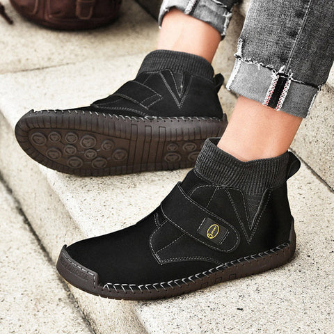 Velcro Shoes Men Ankle Boots Winter Sock Trainer Boots High Quality Ooho