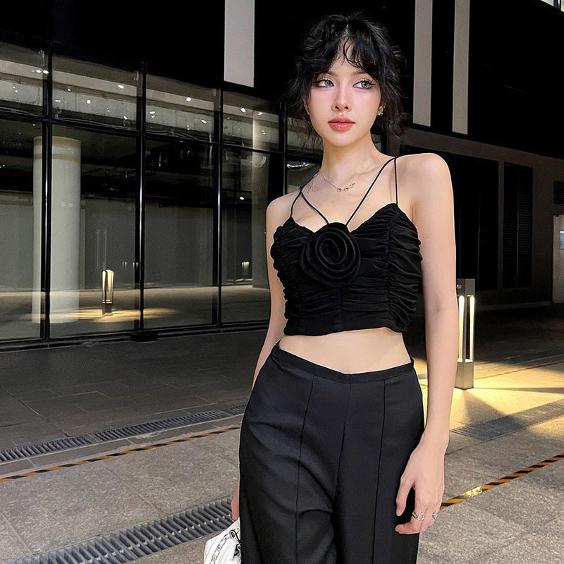 Camisole Pleated Three-dimensional Flower Top For Women Ooho