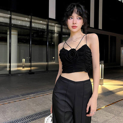 Camisole Pleated Three-dimensional Flower Top For Women Ooho