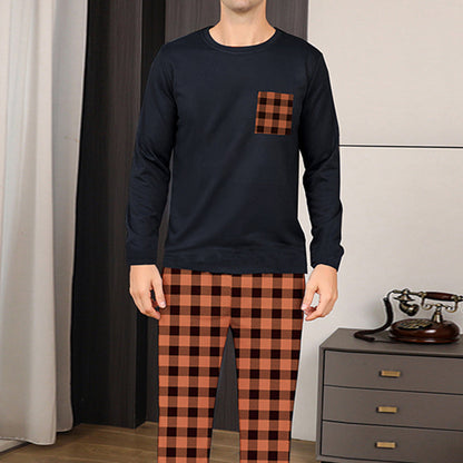 Ice Silk Long Sleeve Long Pants Men's Pajama Set Ooho