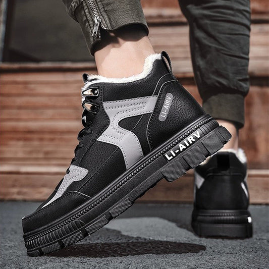 Winter Thickened Velvet Warm Ankle Boots Men Outdoor Subzero Anti-cold Anti-ski Snow Boots Outdoor Casual Walking Running Flat Shoes Ooho