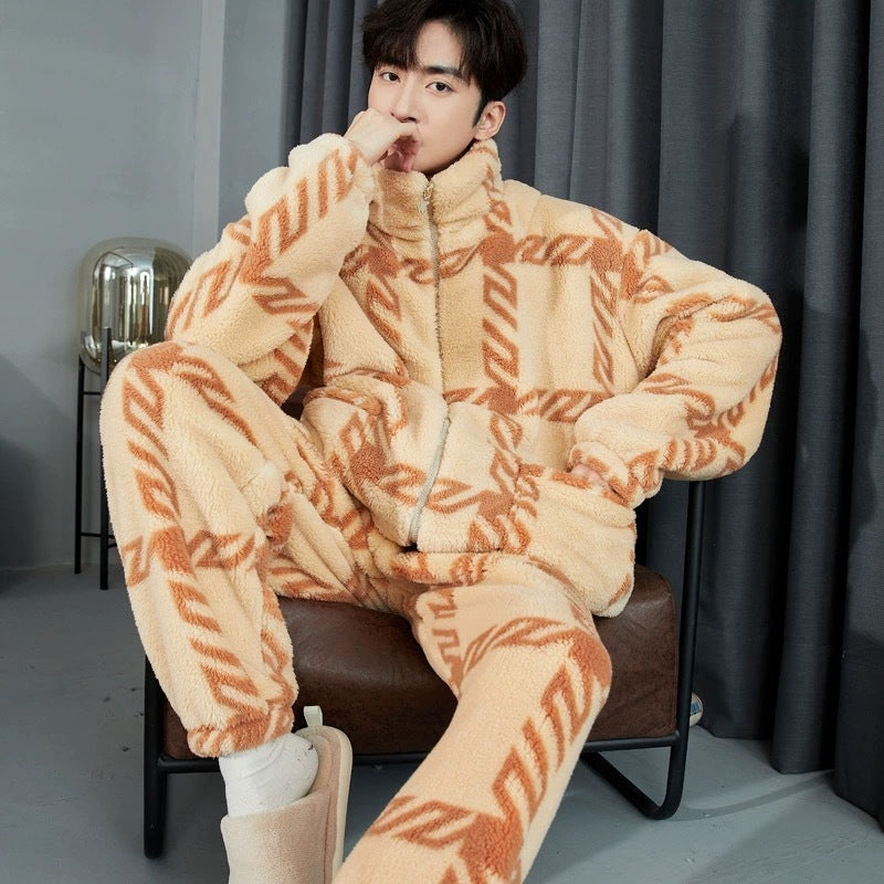 Men's Zipper Pajamas Winter Thickened Ooho