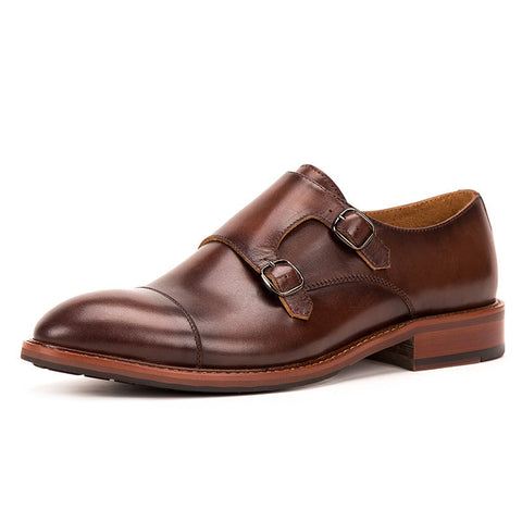 Business Formal Wear Men's Monk Monk Shoes Cowhide Handmade Leather Shoes Ooho