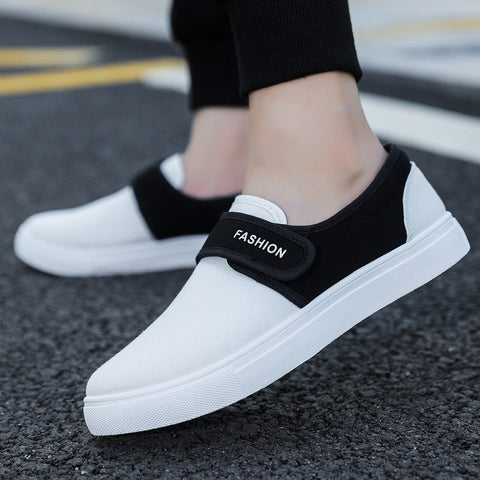 Canvas Flat Shoes Men Velcro Casual Sneakers Ooho