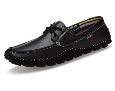 New driving shoes men casual leather peas shoes large size breathable soft head layer a pedal Ooho