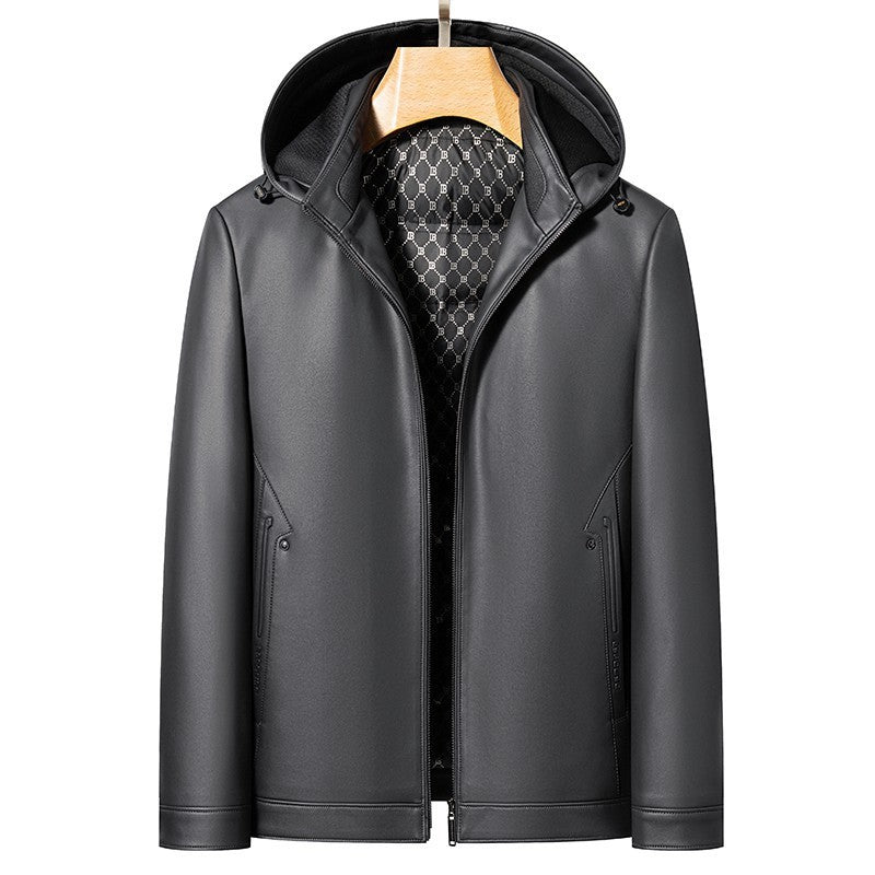 Fashion Personality Leather Down Jacket Men Ooho