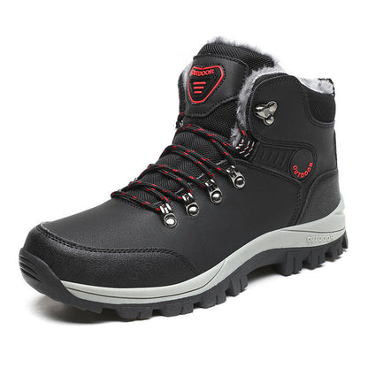 Winter Snow Boots Men Warm Plush Ankle Boots Hiking Lace-up Shoes Ooho