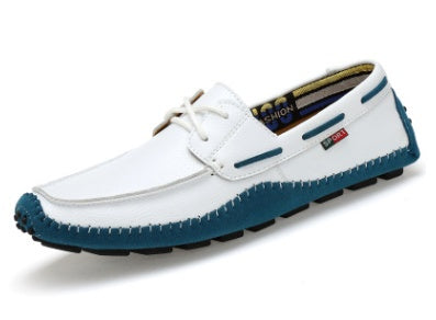 New driving shoes men casual leather peas shoes large size breathable soft head layer a pedal Ooho