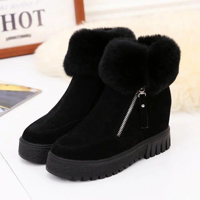 Inner Heightening Snow Boots Women Short Hairy Short Boots Ooho
