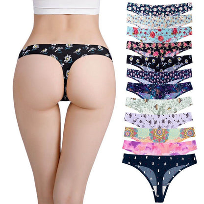Printed Breathable One Piece Low Waist Thong Women Ooho