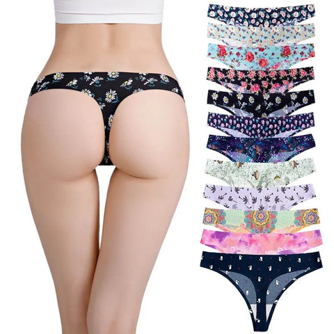 Printed Breathable One Piece Low Waist Thong Women Ooho