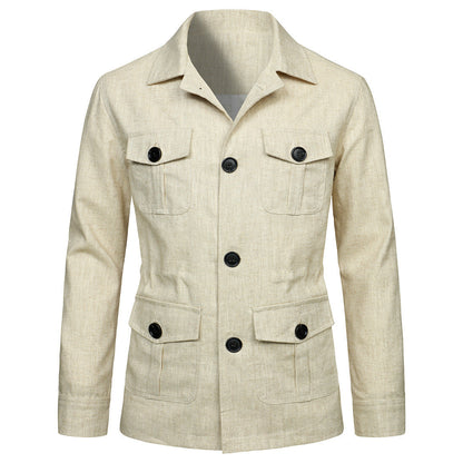Lapel Multi-pocket Workwear Jacket Men Ooho