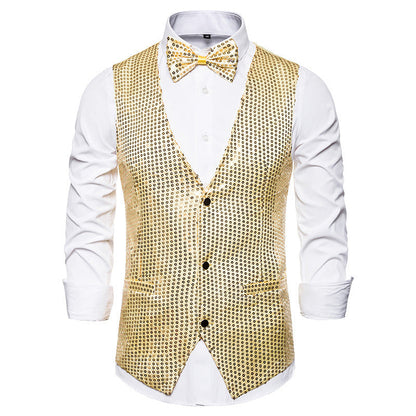 Men's Sequined Vest Performance Dress Jacket Ooho
