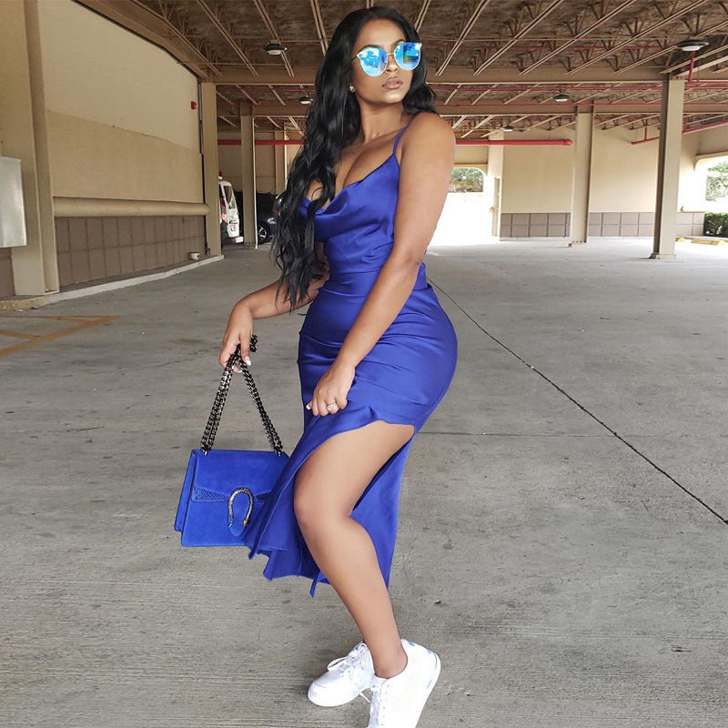 Satin silk ladies midi dress Ooho