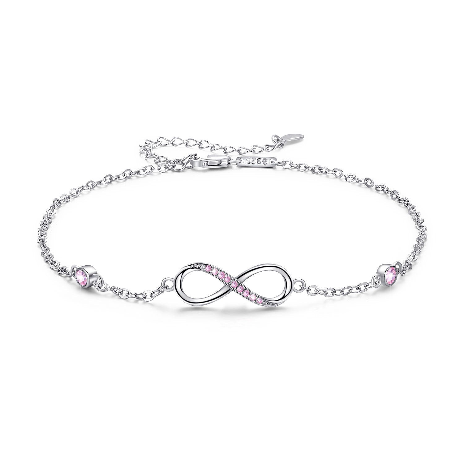 Sterling Silver Endless Love Symbol Anklet Charm Adjustable Chain Anklets For Women Ooho