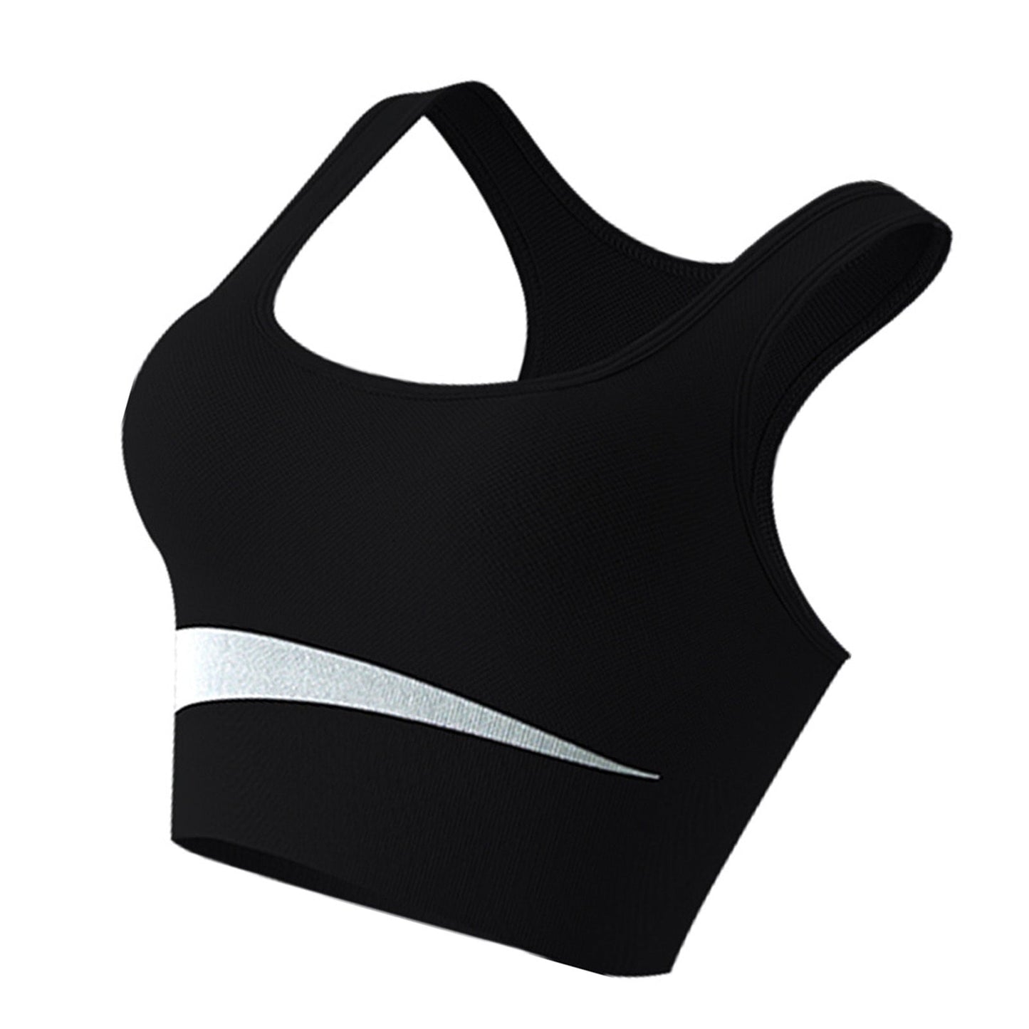 Sports Bra Nylon Breathable Skin Friendly U Shaped Steel Ring Free Running Gym Athletic Bra for Women Black M Ooho