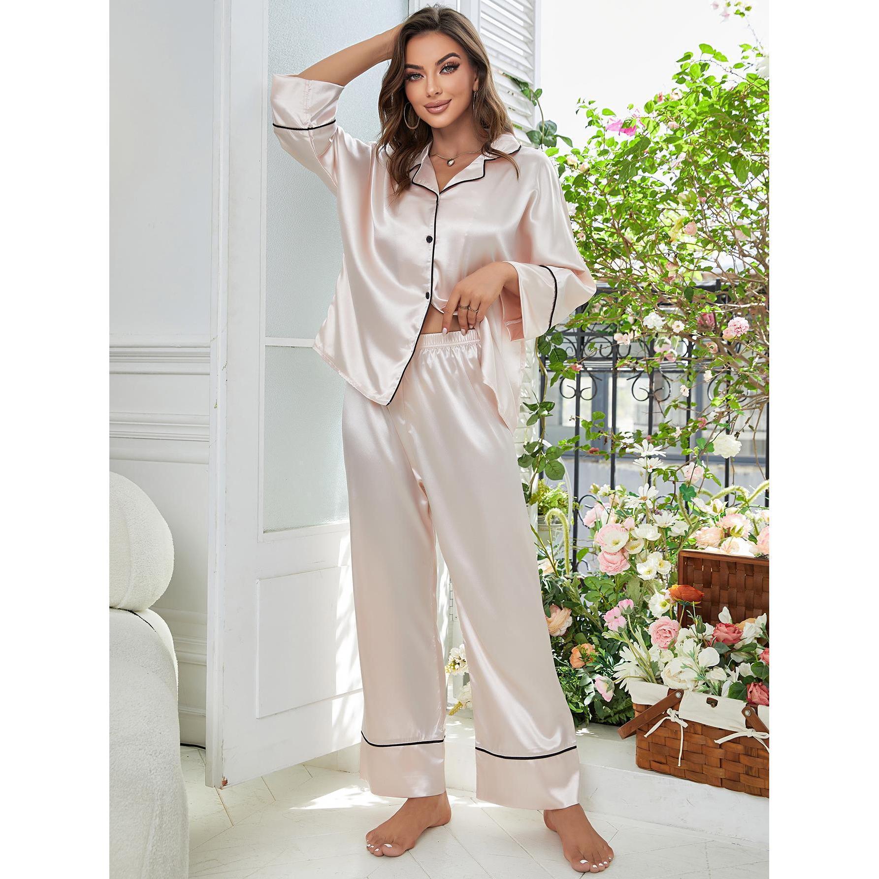 Long Sleeve Pajama Set Button Up Shirt And Pants Lounge Sets Sleepwear Ooho